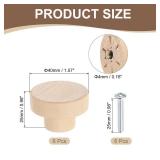 uxcell 6Pcs Round Wood Drawer Knob, 1 5/8\" Diameter Flat Round Dresser Knobs Wooden Knobs with Screws for Furniture Drawer Dresser Wardrobe Cupboard