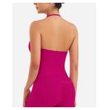 VOYJOY Impact Longline Strappy Top Workout Tank Tops for Women Impact Gym Sports Bra Camis Rose S