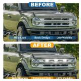 LED Grille Lights for Ford Bronco 2024 2021 2022 2023 Front Grill Inserts Light Snap-on Lamps Fits for Big Bend Outer Bank Accessories 2-4 Door (White Lights, 3PCS)