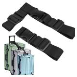 2 Pack Luggage Straps for Suitcases, Luggage Straps to Connect Two Suitcases, Adjustable T-Type and Normal Suitcase Straps for Connect 3 Luggage Together (Black)