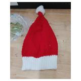 Christmas Beanie Hat Santa Hat Winter Warm Cable Knit Slouchy Hat Skull Cap for Adult Women Men Xmas Holiday Party Red