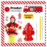 ALINK 12 PCS Fire Hydrant Cups with Lids and Straws for Fire Party Decorations, 10 oz Plastic Kids Party Favor Cups, Firefighter Firetruck Birthday Party Decorations, Red Dog Party Supplie