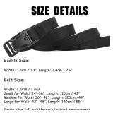 OAZSE 1\" Wide Nylon Web Belts for Men Quick Release Plastic Buckle Webbing Belt Black Color 55\" Long