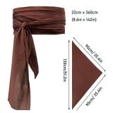 CosInStyle Pirate Halloween Costume, 3 Pcs Set with Head Scarf, Bandana Belt Waist Sash, Eye Patch for Halloween Costumes Cosplay (Brown)