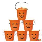 Zcaukya Halloween Trick Treat Candy Buckets, 6-Pack Plastic Pumpkin Pails