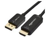 Amazon Basics DisplayPort to HDMI Display Cable for HDTV, Monitor, Projector, Uni-Directional, 4k@60Hz, 1920x1200, 1080p, Gold-Plated Plugs, 3 Foot, Black