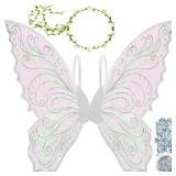 U-Goforst Fairy Wings for Adults, Butterfly Wings for Women, Halloween Costume Cosplay Dress Up, Sparkly Wings with Flower Crown and Glitter