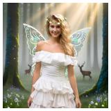 U-Goforst Fairy Wings for Adults, Butterfly Wings for Women, Halloween Costume Cosplay Dress Up, Sparkly Wings with Flower Crown and Glitter