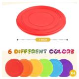Nujzuir 12Pcs Kids Flying Disc 7 Inch Silicone Flying Disks Bulk for Children Dogs Outdoor Backyard Lawn School Teaching Early Education Sports Games Party Favors, 6 Colors
