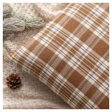 MIULEE Fall Set of 2 Scottish Tartan Plaid Throw Pillow Covers Farmhouse Classic Decorative Outdoor Square Cushion Cases for Halloween Thanksgiving Decor Sofa Couch 20x20 Inch, Brown and White