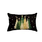 AVOIN colorlife Christmas Trees Star Black Throw Pillow Cover, 12 x 20 Inch Snowflake Seasonal Winter Holiday Cushion Case Decoration for Sofa Couch