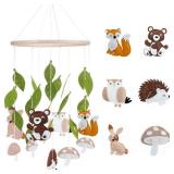 Woodland Ocean Mobile for Crib Jungle Baby Nursery Mobiles Forest Safari Toys for Crib Animals Woodland Nursery Decor for Baby Boys Girls Toys Room Decor (Land Animal)