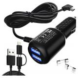 Car Charger for Garmin Nuvi, Garmin GPS Charger Cable,Mini USB Power Cord Cable Dual Port USB Vehicle Power Charging Cable Cord for Garmi Nuvi C255 Dashcam