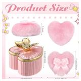 Honeydak 4 Pcs Body Powder Puff and Container 3.15 Inch Women Puffs Pink Heart Butterfly Dusting Powder Container Case Soft Reusable Washable for Travel Bath Wet Dry Makeup