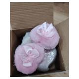 Honeydak 4 Pcs Body Powder Puff and Container 3.15 Inch Women Puffs Pink Heart Butterfly Dusting Powder Container Case Soft Reusable Washable for Travel Bath Wet Dry Makeup