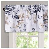 H.VERSAILTEX Valance for Kitchen Windows/Bathroom/Living Room/Bedroom Blackout Window Valance Thermal Insulated Rod Pocket Valance Curtains, 52\" W x 18\" L, 2 Panels, Bluestone and Taupe