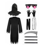 Grim Reaper Costume Kids Scary Halloween Costumes for Boys Girls