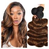 Condescension Human Hair Bundles 20 22 24 Inch Chocolate Brown P4/30 Body Wave Bundles Human Hair 100% Unprocessed Soft Sewn In Hair with Double Weft for Black Women