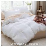 Bedsure White Duvet Cover Queen Size - 3 Pieces Prewashed Cotton-Like Extra Soft Bedding Set, Includes 1 Duvet Cover 90x90 Inches with Zipper Closure & 2 Pillow Shams, Comforter Not Included