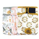 Langsprit Washable Female Dog Diapers (3 Pack) - Doggie Reusable Small Medium Large Dog Diapers for Doggy Puppy Female in Period - Highly Absorbent Dog Heat Panties (Medium,Rabbit, Owl, Lion)