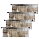 Emvency 4 Pack Valances Window Treatments, Brown Abstract Modern Art Blackout Drapes Adjustable Curtain for Windows Living Room Kitchen Over Sink, 18x52 Inch Rod Pocket Valances