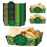 24pcs Turtle Themed Green Paper Food Trays for Party Supplies Kids Birthday Party Decorations