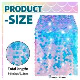 Mermaid Tail Scales Table Runner 12 x 84 Inches - Glitter Holographic Sequin Cover for Ocean Under The Sea Party Decorations and Supplies (1)
