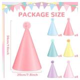 24 PCS Rainbow Party Hats - DIY Assemble Pastel Rainbow Themed Paper Hats Pastel Party Birthday Party Cone Hats Macaron Themed Party Hats for Kids and Adults Birthday, Baby Shower Party Decorations