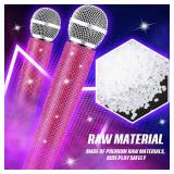 Sanwuta Fake Microphone Prop Sparkly Bling Rhinestones Plastic Play Microphone Pretend Glitter Bedazzled Mic for Cosplay Party Costume(Pink)