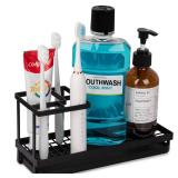 Toothbrush Holders for Bathrooms, Carbon Steel Tooth Brushing Holder Electric Toothbrush and Toothpaste Organizer Bathroom Accessories for Countertop, Shower, Sink - Matte Black