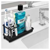 Toothbrush Holders for Bathrooms, Carbon Steel Tooth Brushing Holder Electric Toothbrush and Toothpaste Organizer Bathroom Accessories for Countertop, Shower, Sink - Matte Black