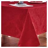 HomeJoy Rectangle Table Cloth Linen Farmhouse Stainproof Waterproof Washable Polyester Oblong Rectangular Fabric Table Cover for Kitchen Dining Dinner (Red, 52 X 70 Inch)
