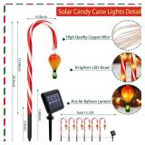 12 Pack Outdoor Solar Christmas Decorations, 180 Bright LED Solar Candy Cane Christmas Lights 8 Lighting Modes, Waterproof Outside Xmas Decorations with Lantern Decor Lights for Pathway Yard Garden