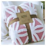 LOMAO Sherpa Fleece Blanket Fuzzy Soft Bed Blanket Dual Sided Throw Blanket fit Couch Sofa (Pink,51x63)