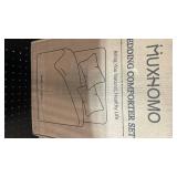 MUXHOMO 7 Pieces Queen Comforter Set, Soft Bed in a Bag Queen Size, All Season Bedding Set with Comforter, Flat Sheet, Fitted Sheet, Pillowcases & Shams, Navy Blue