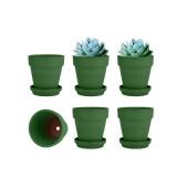 vensovo 4 Inch Small Green Terracotta Plant Pots with Saucer - 6 Pack Clay Flowerpots with Drainage, Great for Indoor Outdoor Plants, Crafts, Wedding Favor