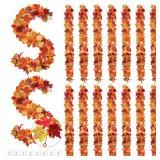 Fovths 16 Pieces Fall Leaves Maple Garland, 5.8ft/pc Colorful Fall Decorations Artificial Foliage Garland, Autumn Hanging Vine for Wedding Dinner Party Thanksgiving Decor