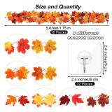 Fovths 16 Pieces Fall Leaves Maple Garland, 5.8ft/pc Colorful Fall Decorations Artificial Foliage Garland, Autumn Hanging Vine for Wedding Dinner Party Thanksgiving Decor