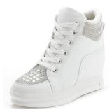 Ckrola Womens Fashion Platform Shoes Hidden Wedge Heel High Top Sneakers for Women Platform Boots Working Shoes Women size 240 women