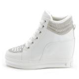 Ckrola Womens Fashion Platform Shoes Hidden Wedge Heel High Top Sneakers for Women Platform Boots Working Shoes Women size 240 women