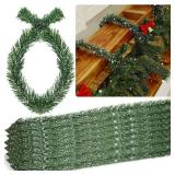 Zhengmy 30 Pcs 20 inch Christmas Garland Ties with Snow-Frosted Pine, Decorative Twist Tie for Banister Flexible Pine Stems for Christmas Stairs Railing Banister Decor DIY Craft Gift Wrapping