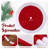 VercanMonth 84 Inch Large Christmas Tree Skirt Red White Plush Tree Skirt Mat Christmas Faux Fur Tree Skirt Xmas Tree Mat for Home Holiday Party Decorations Indoor Outdoor