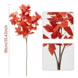 MISSPIN Thanksgiving Decorations 6 PCS Fall Decor Artificial Silk Maple Leaves Branches Set 35.43 Inch Fall Stems Faux Maple Leaves for Wedding Bouquet Table Centerpieces