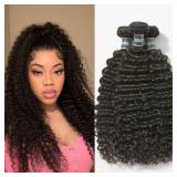 ASHINE Human Hair Bundles Deep Curly Water Wave, Unprocessed Cambodian Raw Hair 14 16 18 Inch, Flip Over Quick Weave Wet and Wave Bundles for Women Natural Black