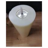 Wroxipel 4\" x12\" Flameless Flickering Remote Ivory Candles with Candle Grease and Timer, LED Battery Operated Fake Real Wax 3D-Wick Pillar Candles, Pack of 1