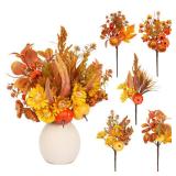 PurpleSwan Fall Decor, 5PCS Artificial Autumn Pumpkin Plant Floral Stems Decorations, for Home Weeding Vase Arrangement Harvest Thanksgiving Holiday Branches Indoor Decor.