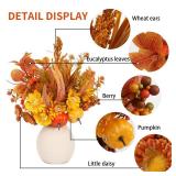 PurpleSwan Fall Decor, 5PCS Artificial Autumn Pumpkin Plant Floral Stems Decorations, for Home Weeding Vase Arrangement Harvest Thanksgiving Holiday Branches Indoor Decor.