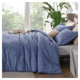 Bedsure King Size Comforter Set - Infinity Blue Soft Bedding for All Seasons, Cationic Dyed Bed Set, 3 Pieces, 1 King Size Comforter (104\"x90\") and 2 Pillow Shams (20\"x36\"+2\")