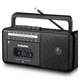 Gelielim Cassette Tape Player Bluetooth Boombox, Cassette Player AM/FM/SW Radio Stereo, Tape Player/Recorder with 8W Speaker and Earphone Jack, USB/TF Card Player, AC Powered or Battery Operated