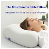 C CUSHION LAB Deep Sleep Pillow, Patented Ergonomic Contour Design for Side & Back Sleepers, Orthopedic Cervical Shape Gently Cradles Head & Provides Neck Support & Shoulder Pain Relief - Calm Grey